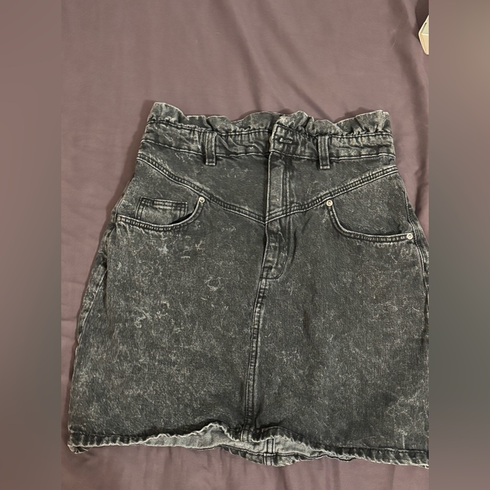 High-Waisted Acid Wash Skirt